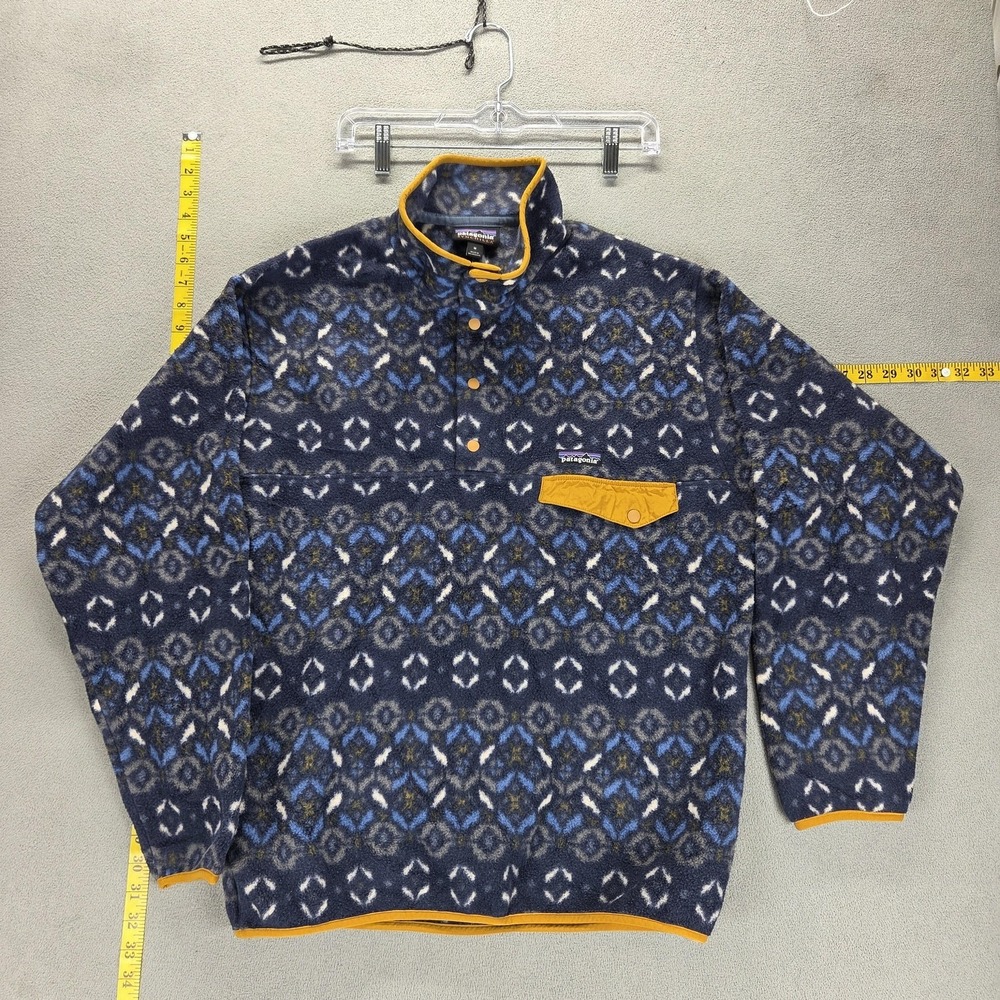 Patagonia Synchilla Snap T Fleece Blue Tundra Cluster‎ Pullover Jumper Size M